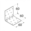 Rozměry KMP 5 - úhelníku montážního s prolisem 60x60x60x1,5 mm