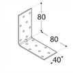 Rozměry KMP 7 - úhelníku montážního s prolisem 80x80x40x1,5 mm