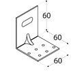 Rozměry KMRP 1 - úhelníku montážního stavitelného s prolisem 60x60x60x2,0 mm