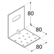 Rozměry KMRP 2 - úhelníku montážního stavitelného s prolisem 80x80x80x2,0 mm