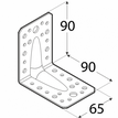 Rozměry KP1 - úhelníku s prolisem 90x90x65x2,5 mm