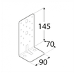 Rozměry KP8 - úhelníku s prolisem 145x70x90x2,5 mm