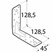 Rozměry KP9 - úhelníku s prolisem 126x126x45x2,5 mm