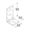 Rozměry KPK 23 - úhelníku s prolisem 95x65x65x2,5 mm