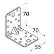 Rozměry KPL4 - úhelníku s prolisem 70x70x55x2,0 mm