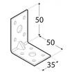 Rozměry KPL5 - úhelníku s prolisem 50x50x35x2,0 mm
