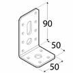 Rozměry KR 5 - úhelníku stavitelného 90x50x50x3,0 mm