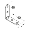 Rozměry KW2 - úhelníku úzkého 40x40x17x1,5 mm