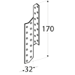 Rozměry LK1 - krokvové spojky levé 32x170x2,0 mm