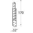 Rozměry LK2 - krokvové spojky pravé 32x170x2,0 mm