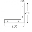 Rozměry NA3 - rohovníku 250x250x30x3,0 mm