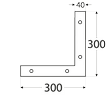 Rozměry NA4 - rohovníku 300x300x40x4,0 mm
