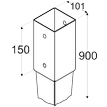 Rozměry patky sloupku k zarážení PSG 100/900