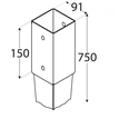 Rozměry patky sloupku k zarážení PSG 90