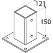 Rozměry patky sloupku se čtvercovou základnou PSP 120-120x200x2 mm