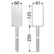 Rozměry PSS 60 patky sloupku 61x125x60x4,0