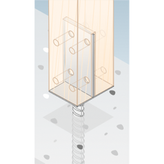 Použití patky sloupku zapuštěné PSW