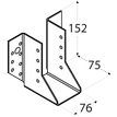 Rozměry WB24 - trámové botky 76x152x75x2,0 mm
