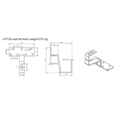 Technický nákres držáku GTL A2 130-5 mm