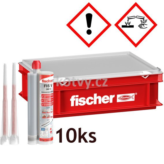 Chemická malta Fischer FIS V 360 S v boxu. 10ks mlaty 20ks smešovačů