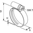 Technický výkres hadicové spony Fischer SGS pozinkovaná ocel- šířka 9 mm