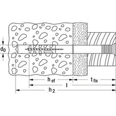 Technický výkres natloukací hmoždinky Fischer N F - cylindrická hlava
