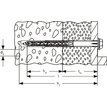 Technický výkres rámové hmoždinky Fischer SXRL FUS se šestihranným šroubem