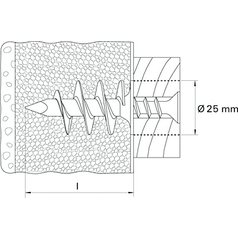 Technický výkres hmoždinky Fischer FID pro polystyren