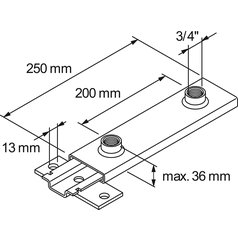 Technický výkres kluzného elementu Fischer GL/GLL