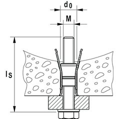 Technický výkres kotvy pro stropní panely Fischer FHY