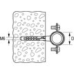 Technický výkres kovové dvoudílné objímky Fischer AM 12