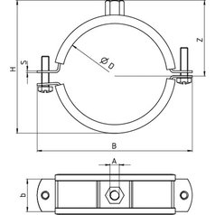 Technický výkres objímky pro velké zátěže Fischer FRSM - metrický
