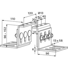 Technický výkres objímky pro pevný bod Fischer FFPS