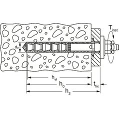 Technický výkres zátěžové kotvy  pro vysoká dynamická zatížení Fischer FHB-A dyn