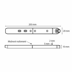 Technický nákres plastového klipu pro terasové prkna